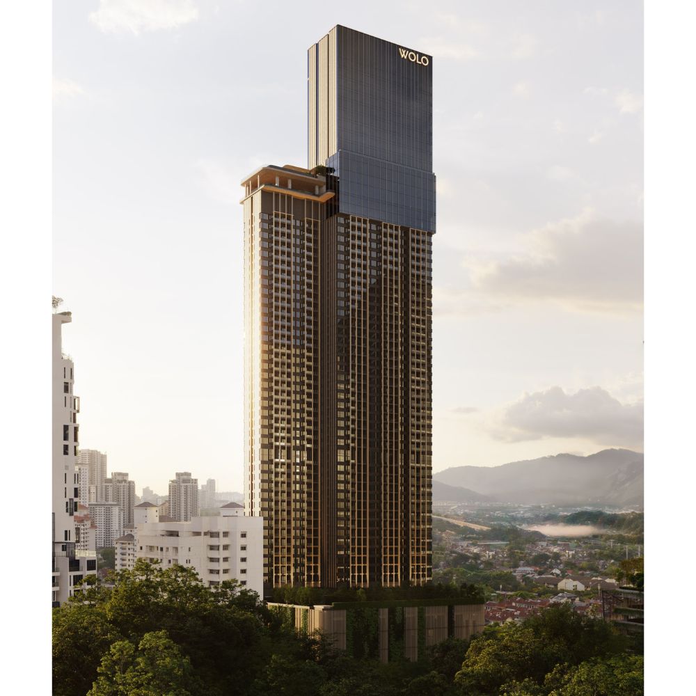 Architectural facade of WOLO in Kuala Lumpur featuring vertical clay inspired panels, soft curved textures, and a modern high rise form that reflects the city’s layered earth, cultural diversity, and fluid design concept by Openbox Architects.