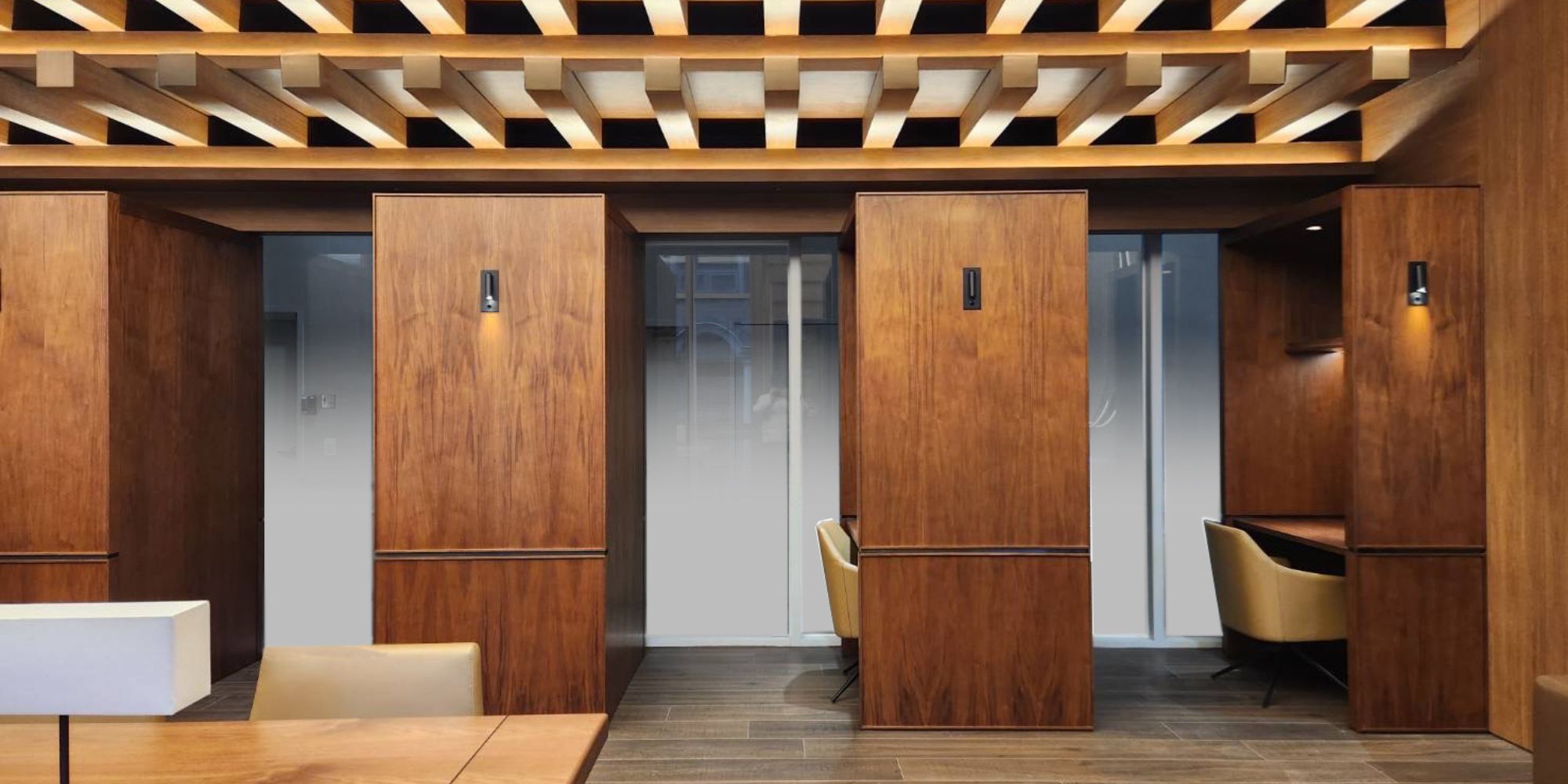 meeting room with wood materials